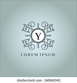 Y letter vector logo template (sign, symbol, emblem, ornament)

