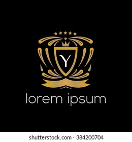 Y letter vector logo template (sign, symbol, emblem, ornament, blazon)