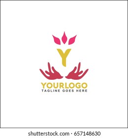 Y letter vector set of trendy linear icon and logo design. Massage center and relax brand identity