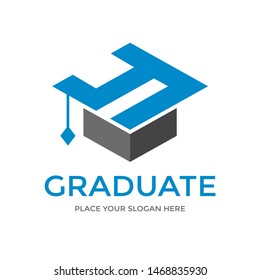 Y Letter vector template logo with student hat symbol. This graduate logo is creative and can be used for education, degree, study, diploma.