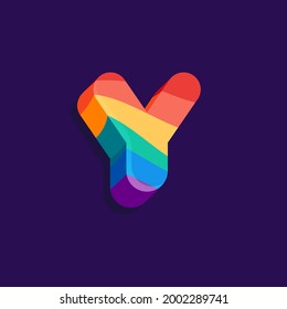 Y letter volume logo with Pride LGBTQ flag pattern. Vector Illustration perfect for your rainbow identity, transgender banner, gays and lesbians posters, bisexual design, etc.