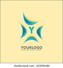 Y letter water wave Logo Template. Sea wind vector illustration.