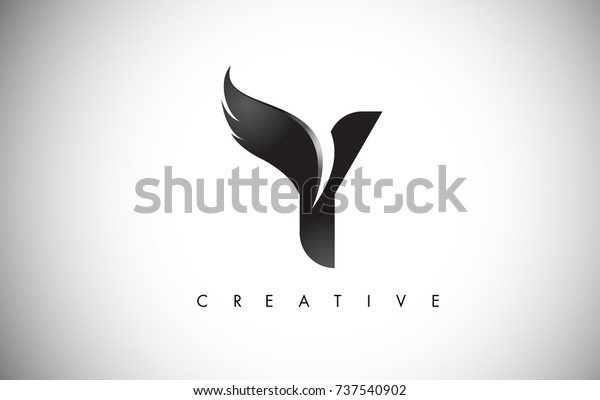 Y Letter Wings Logo Design\
Icon. Flying Wing Letter Logo with Creative Black Wing\
Concept.