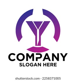 y  lettering with square design vector template