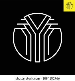 Y Lettermark monogram round logo design in vintage art deco style. Vector logo in Eps 8.