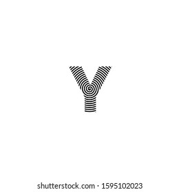 Y Lines Warp Logo Design.Vector Letter Icon Made with Circular Lines.