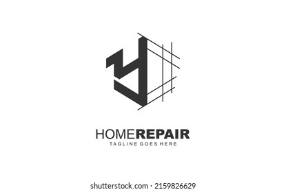 Y logo architecture for construction company. property template vector illustration for your brand.