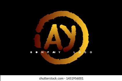 A Y Logo. AY Letter Design Vector with gold color. grunge style