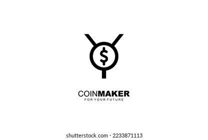 Y logo COIN for identity. MONEY template vector illustration for your brand.