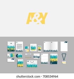 A and Y Logo. Corporate identity template set. Business stationery mock-up