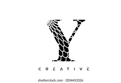 Y Logo Design With Abstract Lines. Artistic Elegant Black and White Lines Icons Vector Illustration
