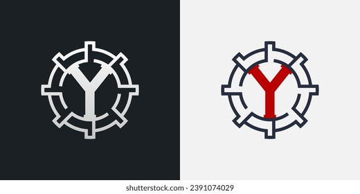 Diseño del logotipo Y. Logotipo Y de letra limpia y moderna en forma redonda