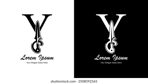 Y logo design combined with sword