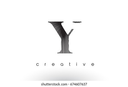 Y Logo Design With Multiple Lines. Artistic Elegant Black and White Lines Icon Vector Illustration.