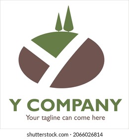 Y logo design on Landscape theme