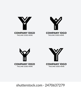 Y logo design set flat