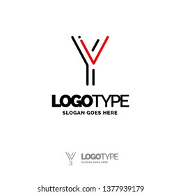 Y Logo. Digital Logo template. Black and Red Logo template, Technology Brand Name Design. Creative Symbol Place for Tagline/slogan. Elegant Logo Design Template