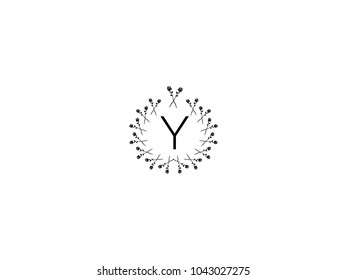 Y LOGO WITH FLOWER AND LEAF WREATH VICTORY SIGN