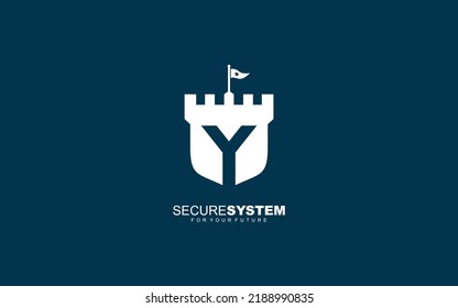 Y Logo Festung Vektor für Identitätsfirma. Initial-Brief-Sicherheitsvorlage, Vektorgrafik für Ihre Marke.