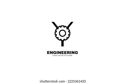 Y logo gear for identity. industrial template vector illustration for your brand.