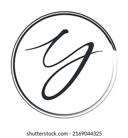Y logo Initial handwriting or handwritten for identity. Logo with signature and hand drawn style.