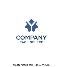 Y logo initial letter design template vector inside gear shape design concept