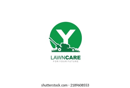 Y logo lawncare for branding company. mower template vector illustration for your brand.