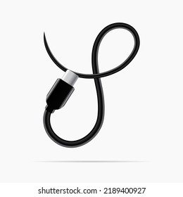 Y logo made of type c cable. Vector isolated font for digital design, template, application logo etc.