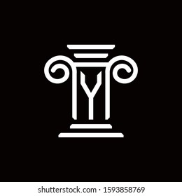 Y logo monogram with pillar style design template