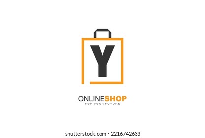 Y logo ONLINESHOP for branding company. BAG template vector illustration for your brand.