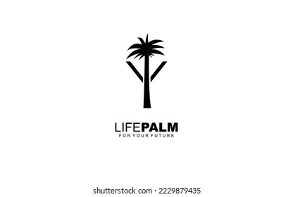 Y logo PALM for identity. tree template vector illustration for your brand.