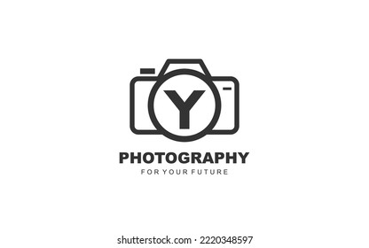 Y logo photography for branding company. camera template vector illustration for your brand.