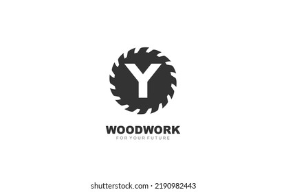 Y logo sawmill vector for woodworking company. initial letter carpentry template vector illustration for your brand.