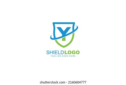 Y logo shield for branding company. security template vector illustration for your brand.