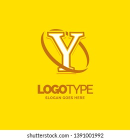 Y Logo Template. Yellow Background Circle Brand Name template Place for Tagline. Creative Logo Design