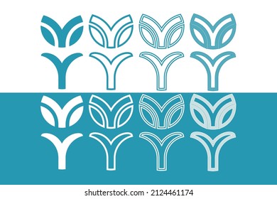 Y Logo Vector Icon Symbol Template. Letter Logo. Lines Logo. Outline Logo. Stroke