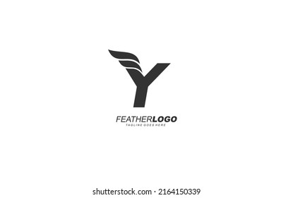 Y logo wing for identity. feather template vector illustration for your brand.