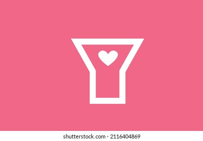 Y love heart alphabet letter logo icon with pink color and line. Creative design for a dating site business or company