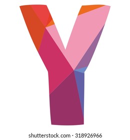 Y low poly wrapping surface pastel vector alphabet letter isolated on transparent background