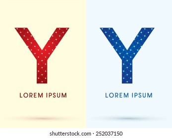 Y ,Luxury font, designed using red and blue line geometric shape, idea from wicker,basket ,woven, ribbons, jewelry, diamond ,rope, logo, symbol, icon, graphic, vector.