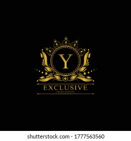 Y Luxury Logo. Template flourishes calligraphic elegant ornament lines. Business sign, identity for Restaurant, Royalty, Boutique, Cafe, Hotel, Heraldic, Jewelry, Fashion and other vector illustration