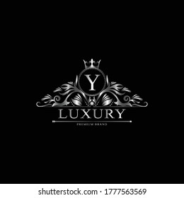 Y Luxury Logo. Template flourishes calligraphic elegant ornament lines. Business sign, identity for Restaurant, Royalty, Boutique, Cafe, Hotel, Heraldic, Jewelry, Fashion and other vector illustration