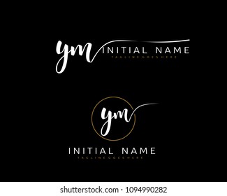 Y M Initial handwriting logo vector. Hand lettering for designs.