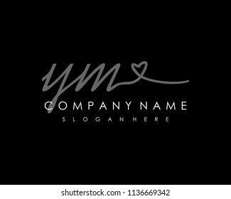Y M Initial handwriting logo vector