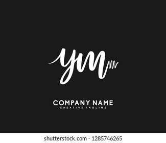 Y M Initial Handwriting Logo Template Vector