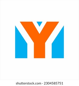Y M letter vector logo design.