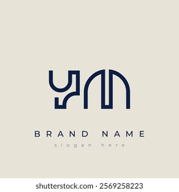 Y and M logo design. YM abstract Letters Logo Monogram. This logo design is the process of creating a visual symbol that represents a brand, company, or individual.