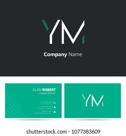 Y & M stroke letter design with business card template