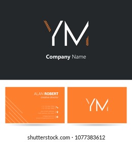 Y & M stroke letter design with business card template