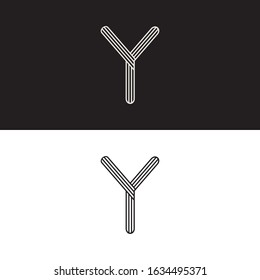 Y Modern Minimal Mutiple Line Art Logo Sign Symbol Alphabet. Design Vector Graphic EPS10